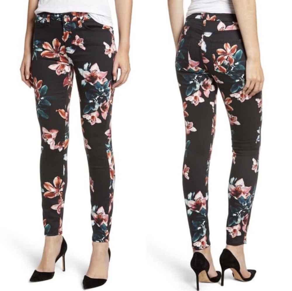 7 For All Mankind Super Skinny Crop Jeans Floral 23